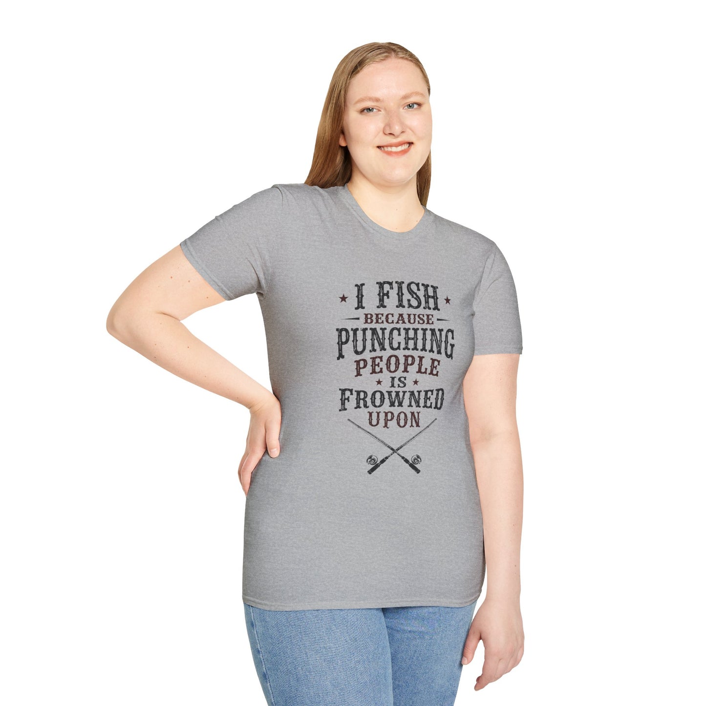 Fish Punching Frowned Upon  Adult Size T-Shirt