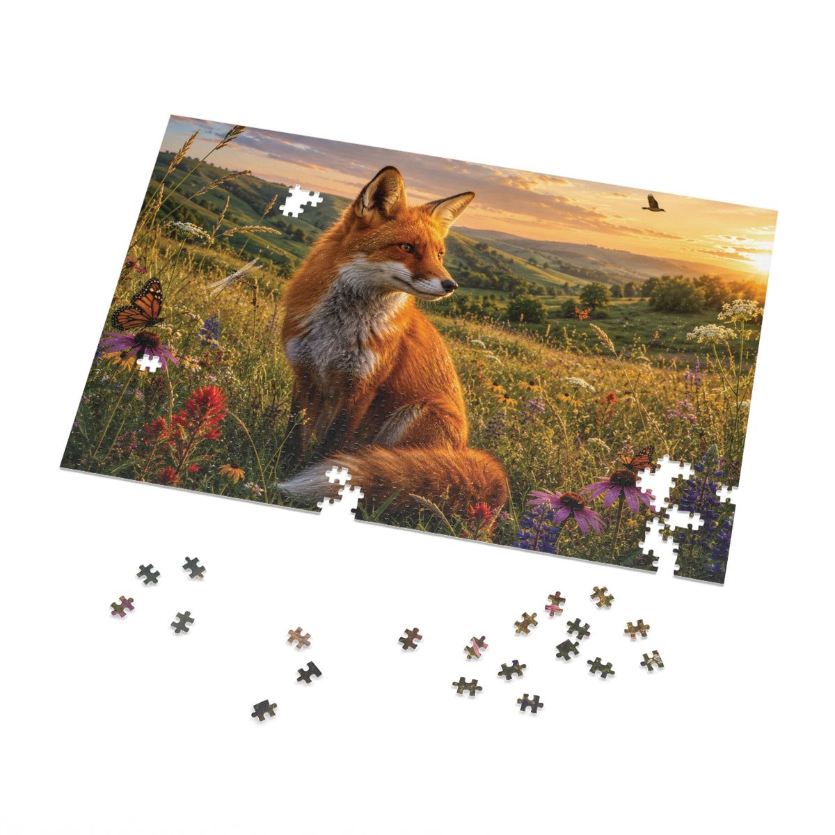 Meadow Fox  Jigsaw Puzzle with Tin