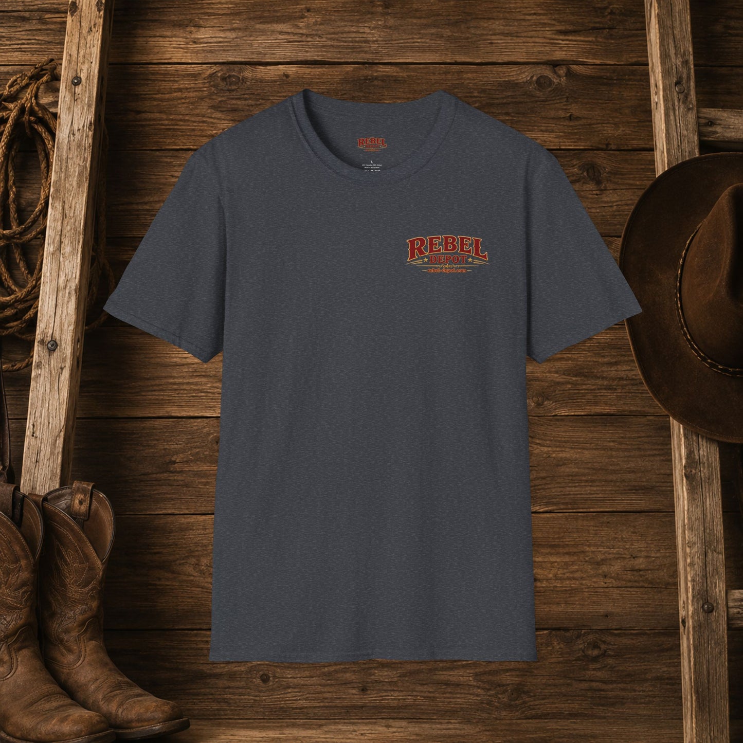 Stars Stripes and Spurs Cowgirl  (Back) Adult T-Shirt