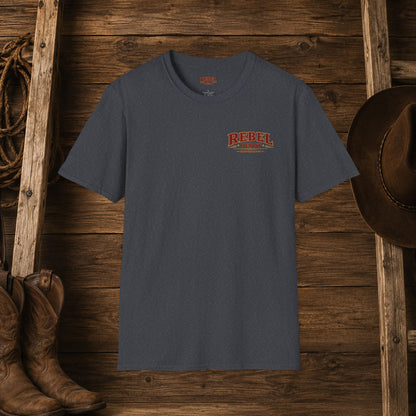 Stars Stripes and Spurs Cowgirl  (Back) Adult T-Shirt