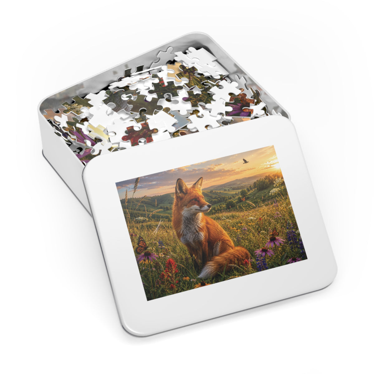 Meadow Fox  Jigsaw Puzzle with Tin
