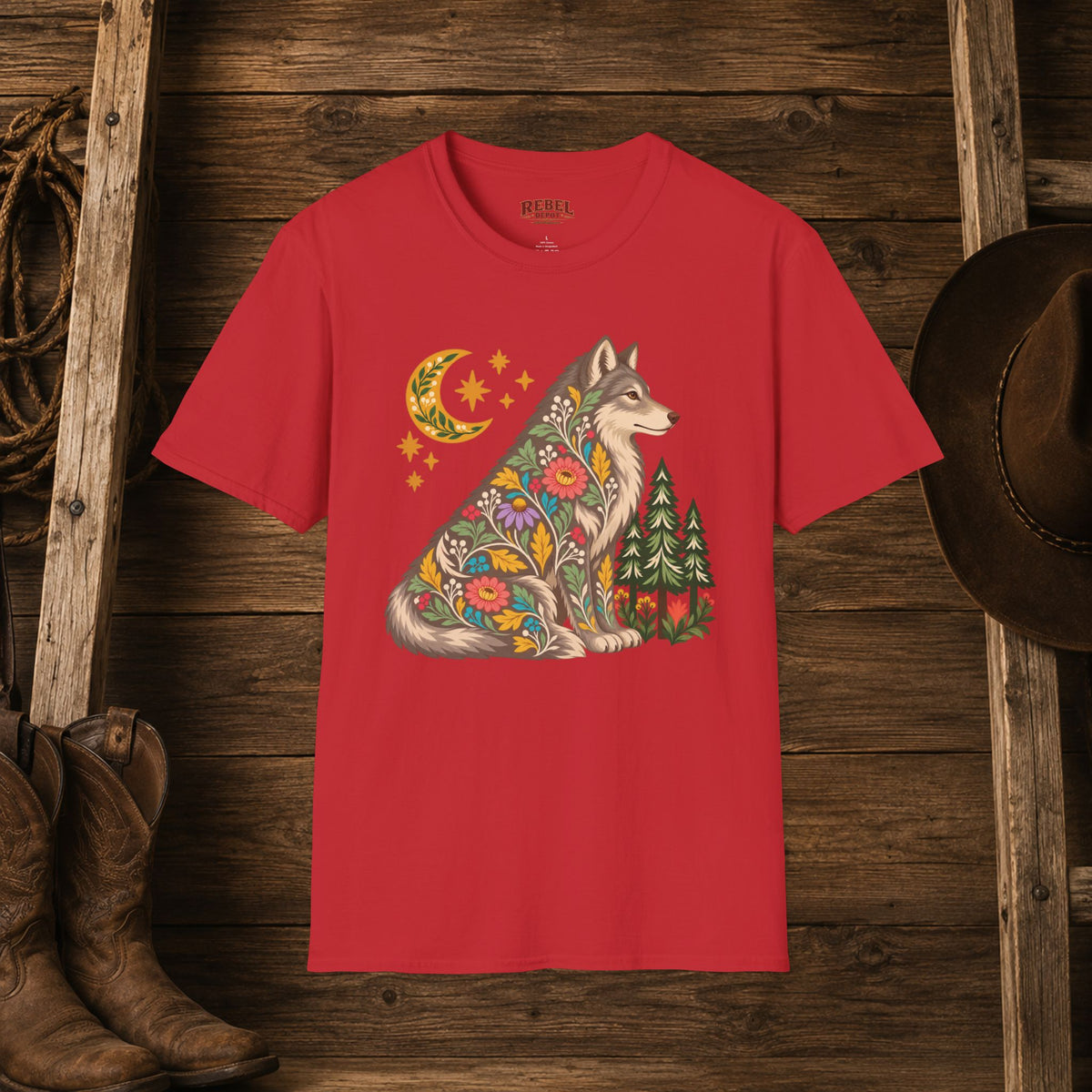 Fall Bloom Wolf  Adult Size T-Shirt