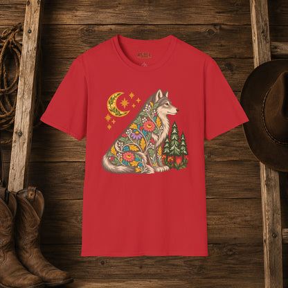 Fall Bloom Wolf  Adult Size T-Shirt