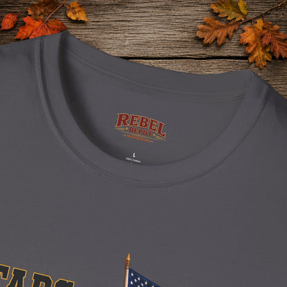 Stars Stripes and Spurs Cowgirl (Front)  Adult T-Shirt