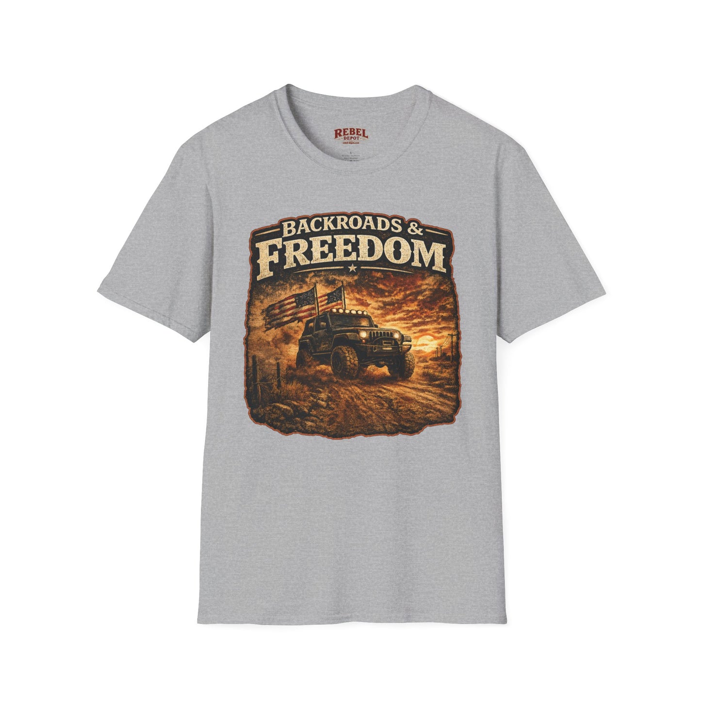 Backroads & Freedom  Adult Size T-Shirt