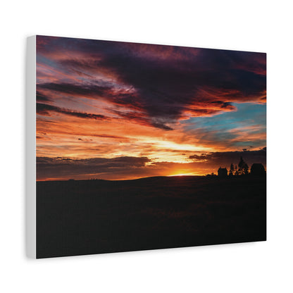 Country Homestead Sunset  Matte Canvas Art