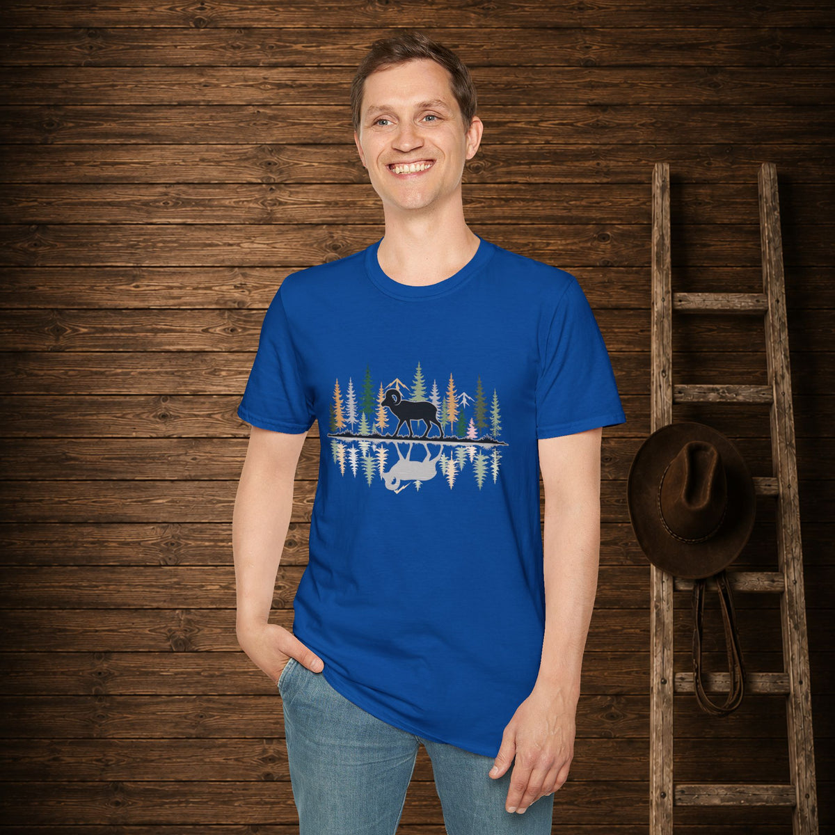 Morning Reflection Big Horn Sheep   Adult Size T-Shirt