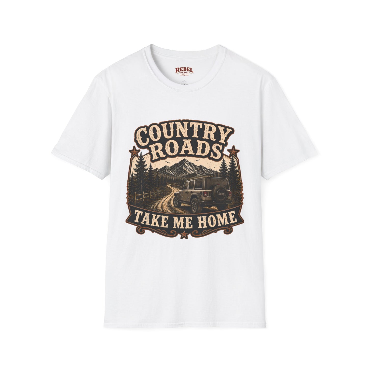 Country Roads Jeep  Adult Size T-Shirt