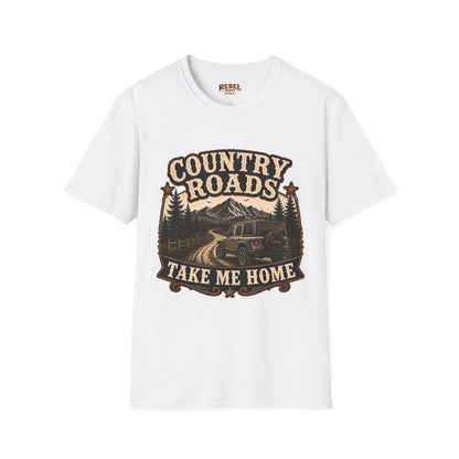 Country Roads Jeep  Adult Size T-Shirt