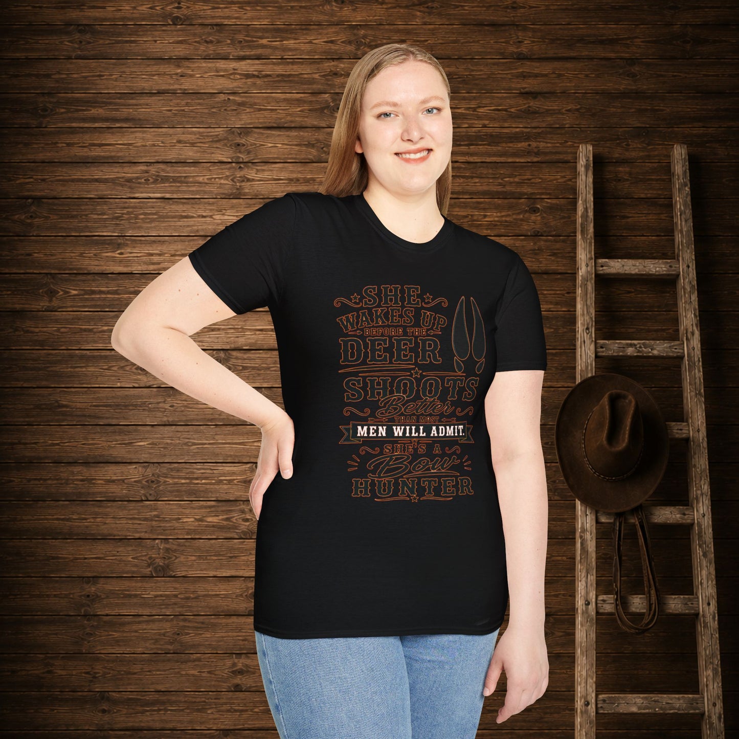 She's A Bow Hunter  Adult Size T-Shirt