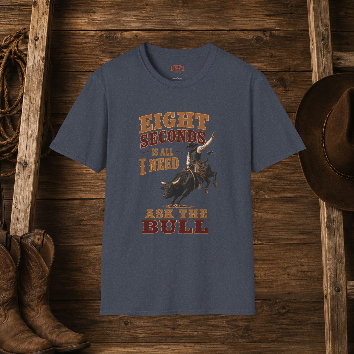 8 Seconds Bullrider  Adult T-Shirt