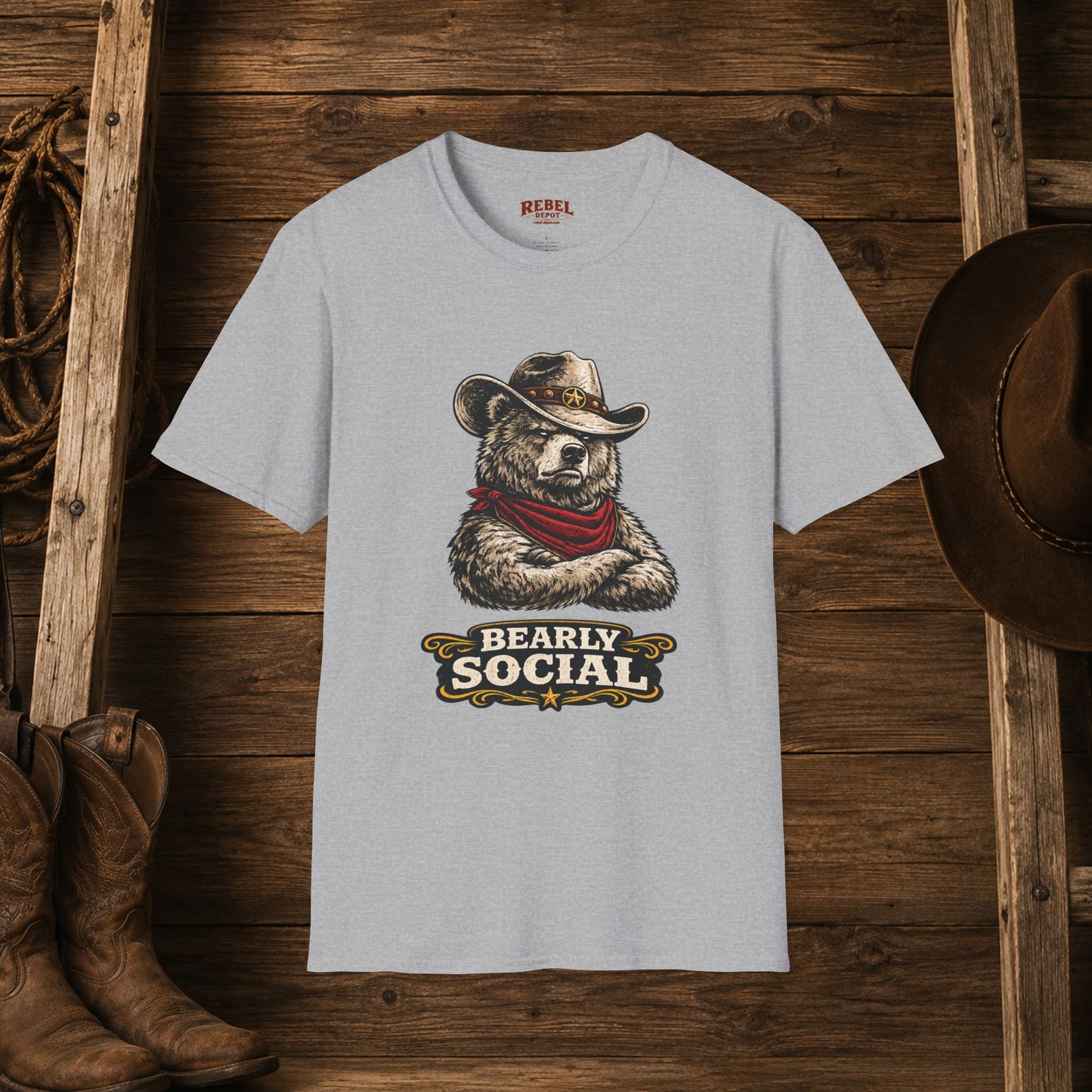 Bearly Social Cowboy T-Shirt