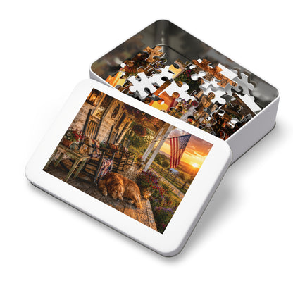 Country Porch  Jigsaw Puzzle with Tin