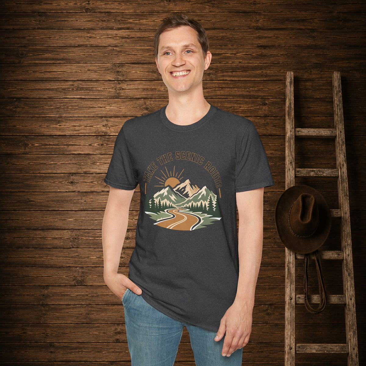 Take The Scenic Route  Adult Size T-Shirt