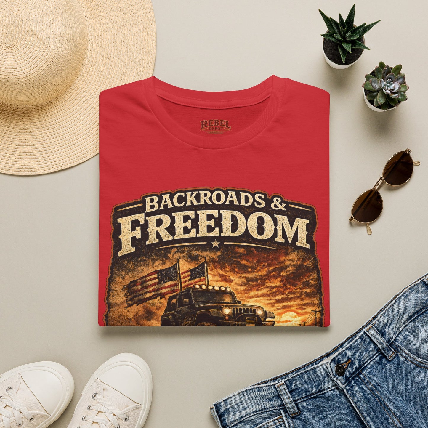 Backroads & Freedom  Adult Size T-Shirt