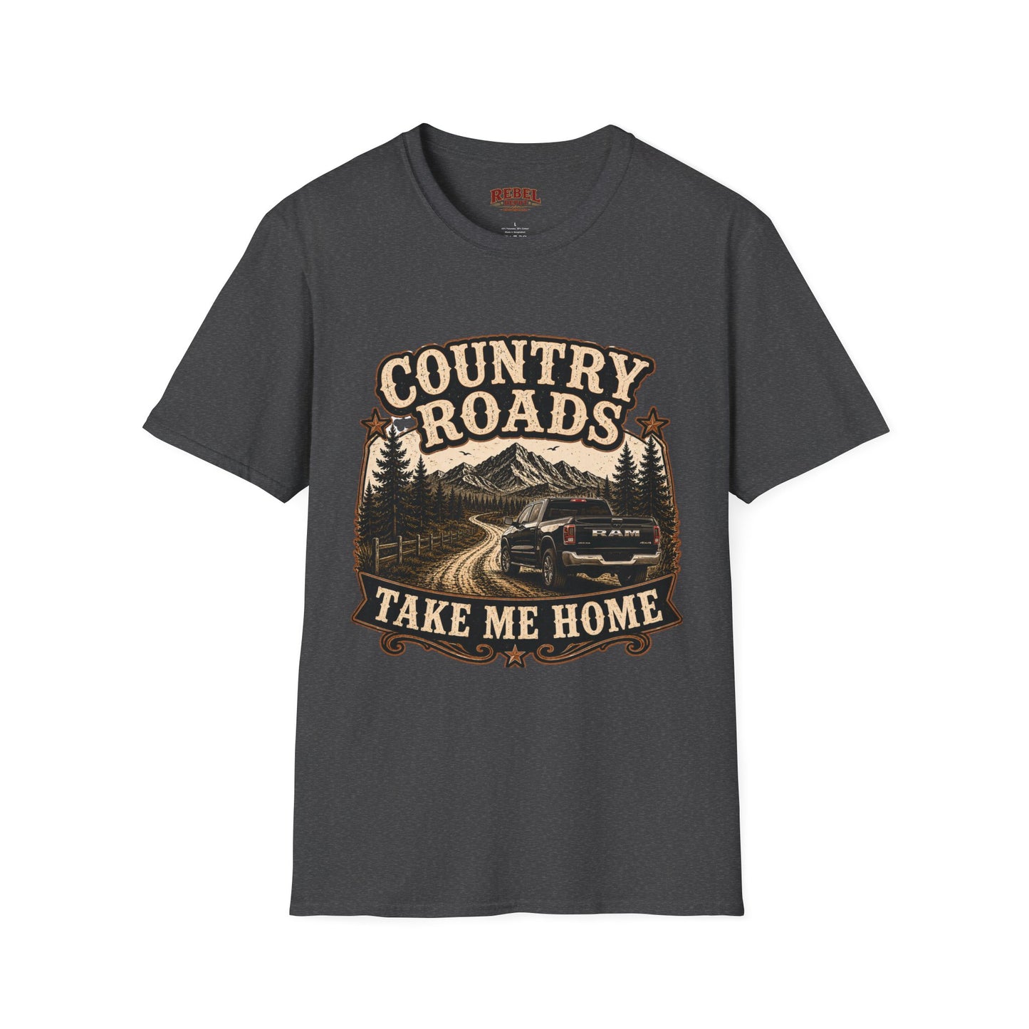 Country Roads Ram  Adult Size T-Shirt