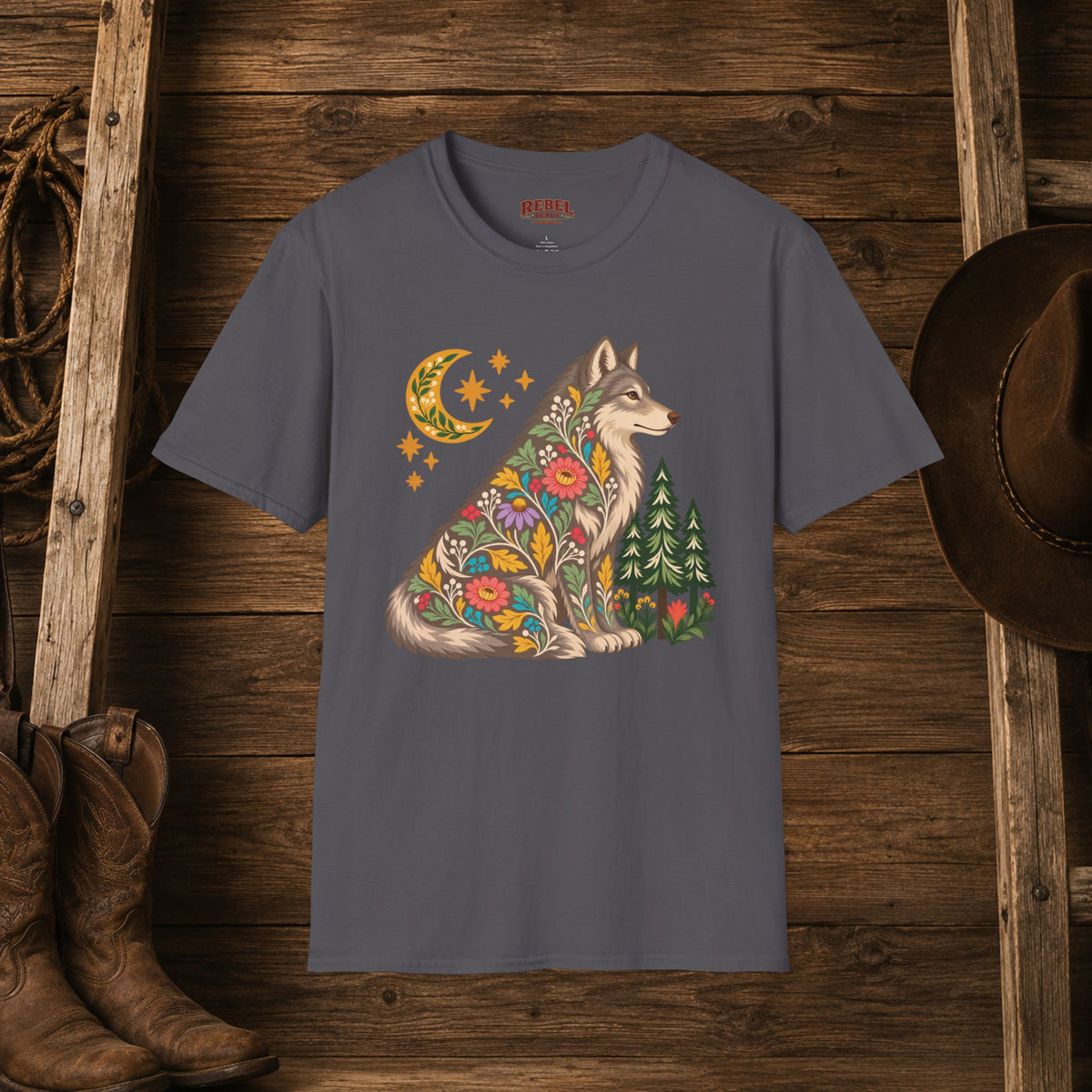 Fall Bloom Wolf  Adult Size T-Shirt