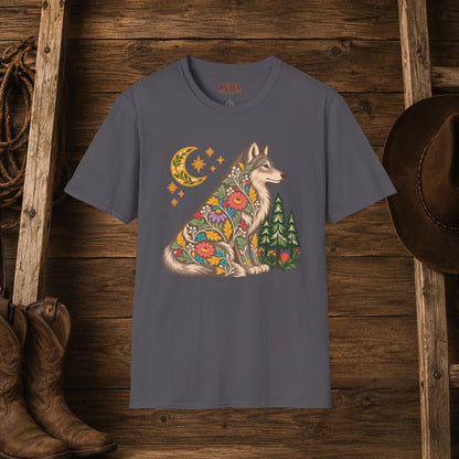 Fall Bloom Wolf  Adult Size T-Shirt