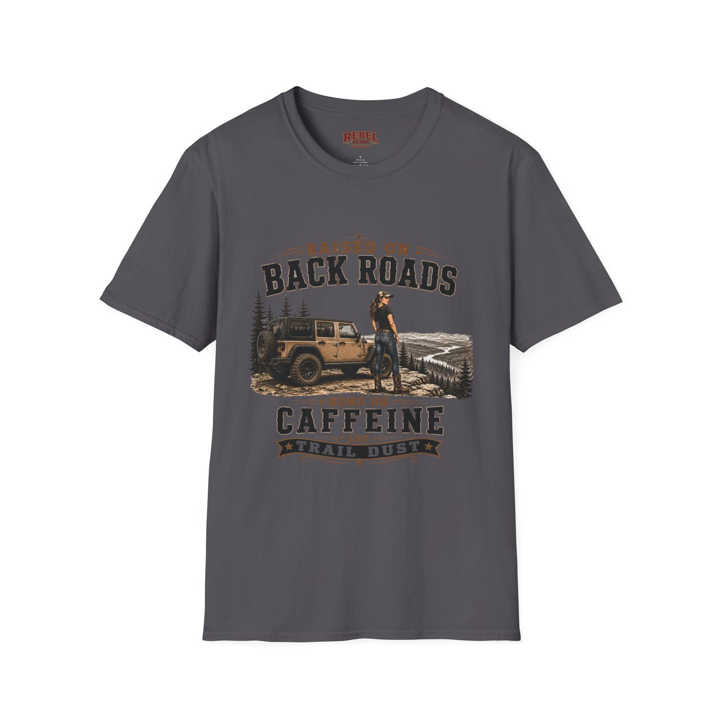 Backroads Caffeine Dust   Adult Size T-Shirt