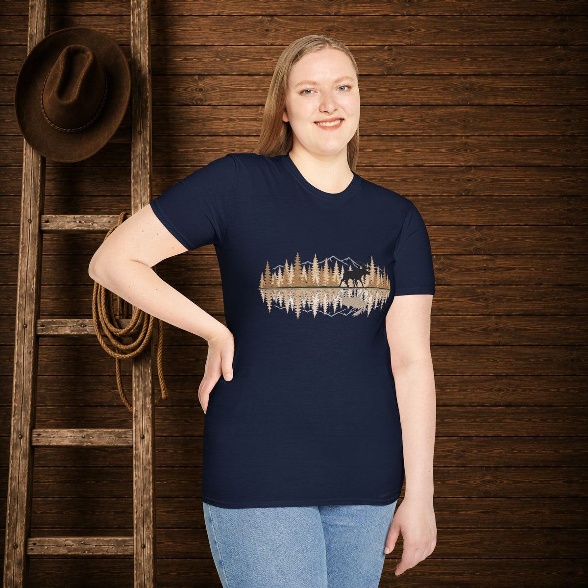 Moose Reflection   Adult Size T-Shirt