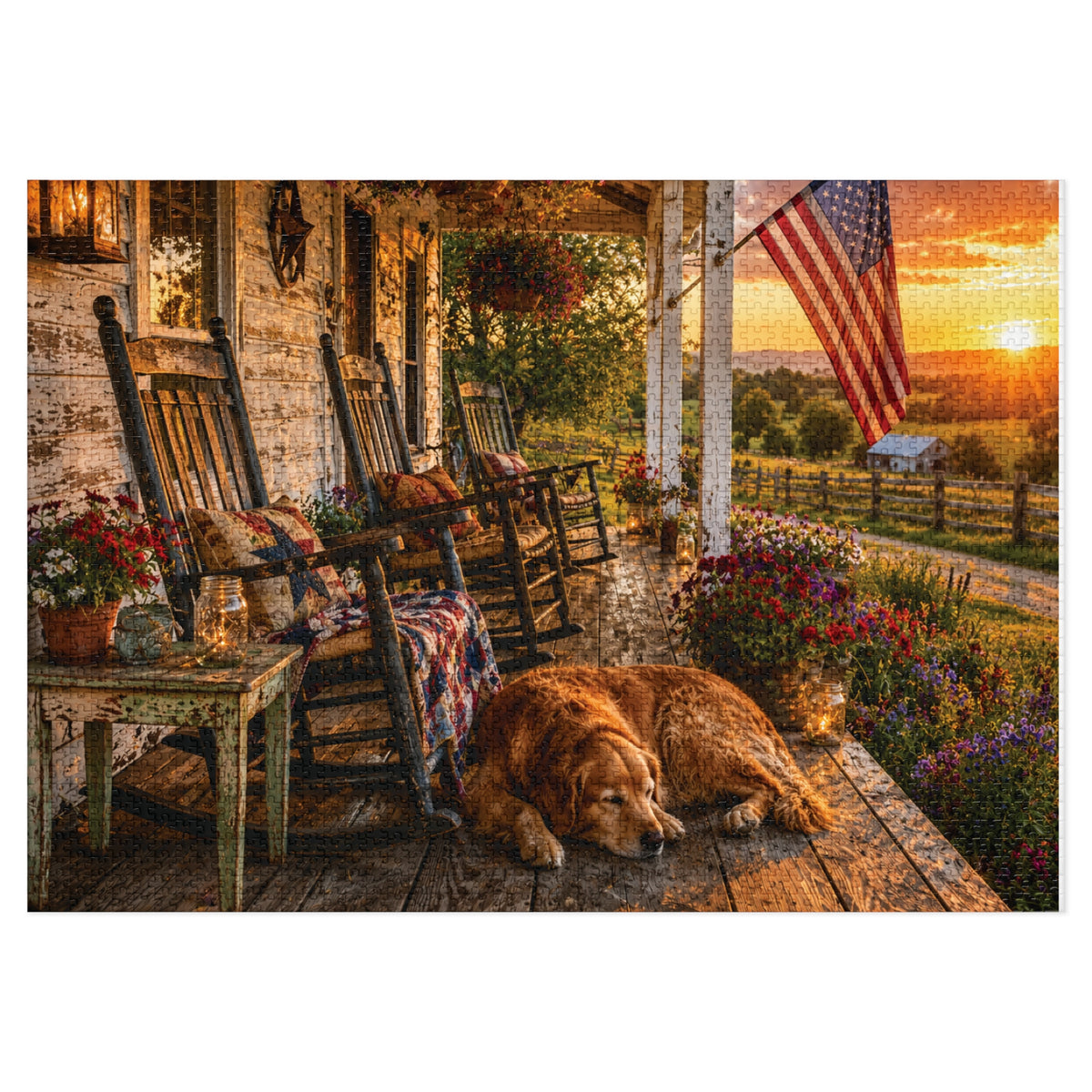 Country Porch  Jigsaw Puzzle with Tin