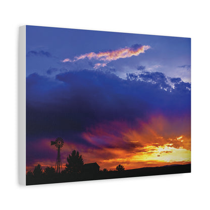 Windmill Sunset Matte Canvas Art