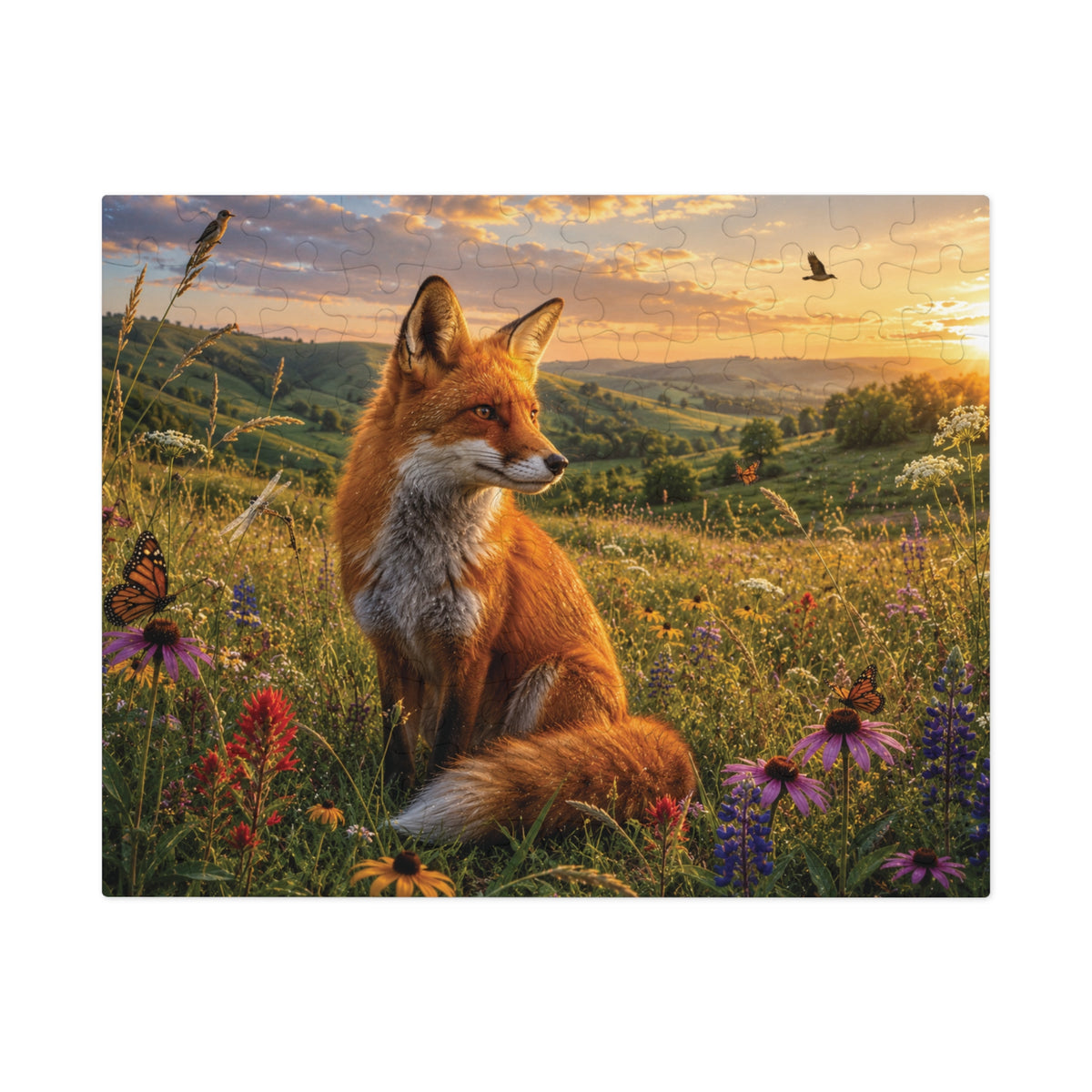 Meadow Fox  Jigsaw Puzzle with Tin