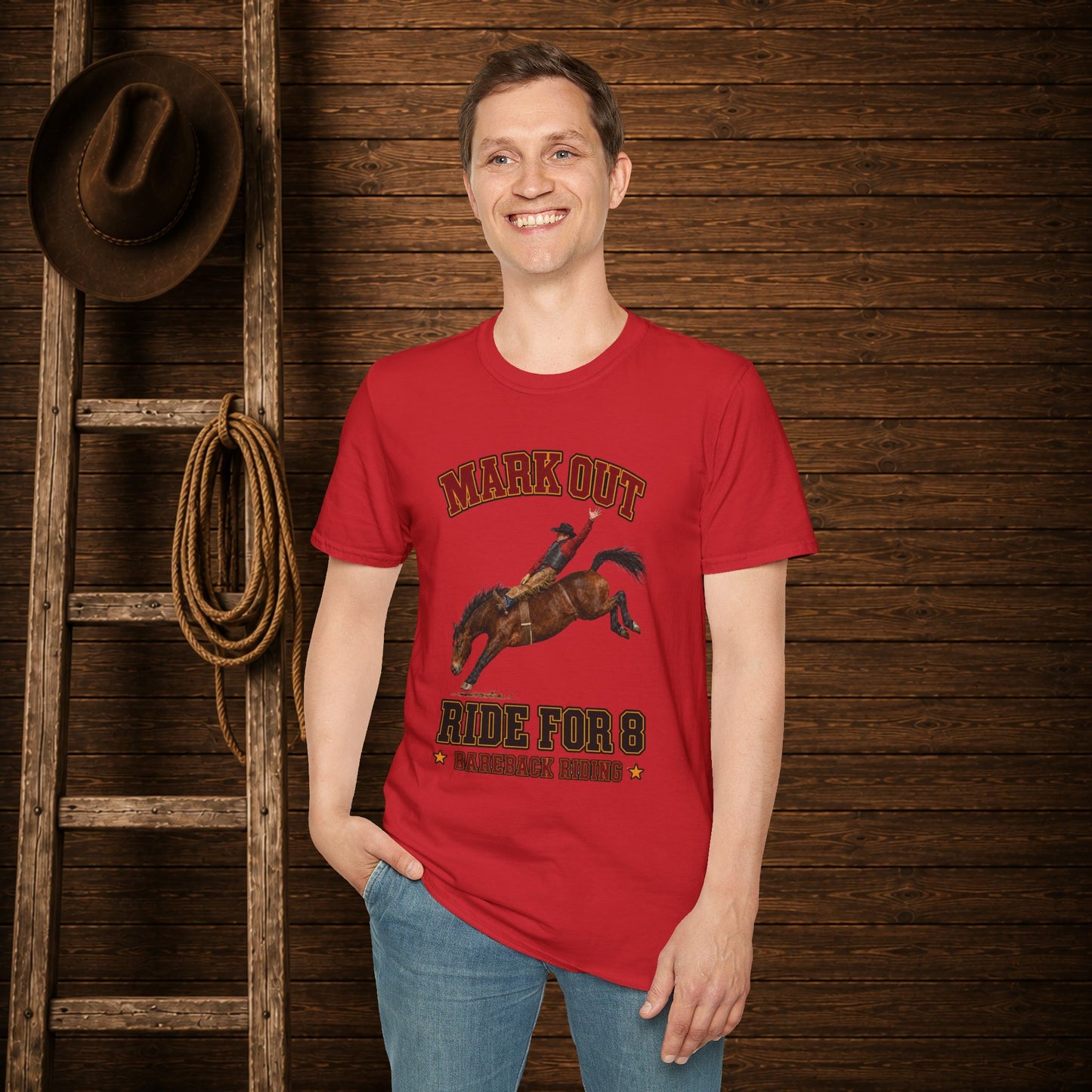 Mark Out Bareback Riding  Adult T-Shirt
