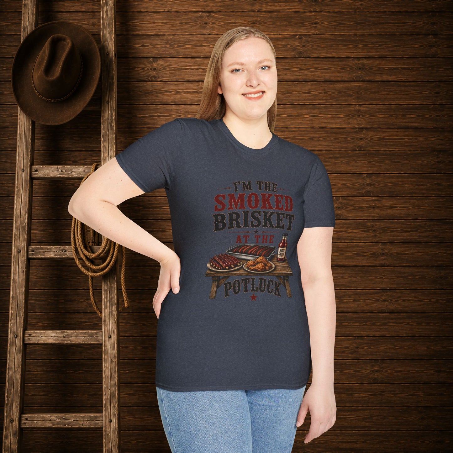 Smoked Brisket Potluck  Adult T-Shirt