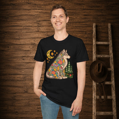 Fall Bloom Wolf  Adult Size T-Shirt