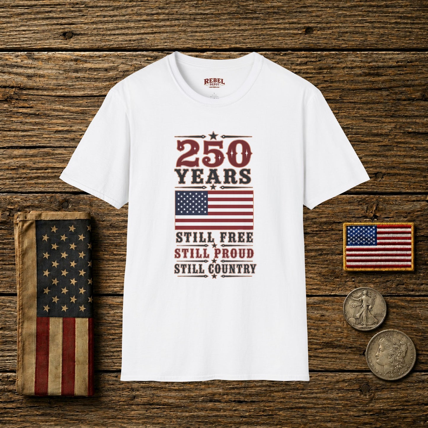 250 Years Free  Adult Size T-Shirt