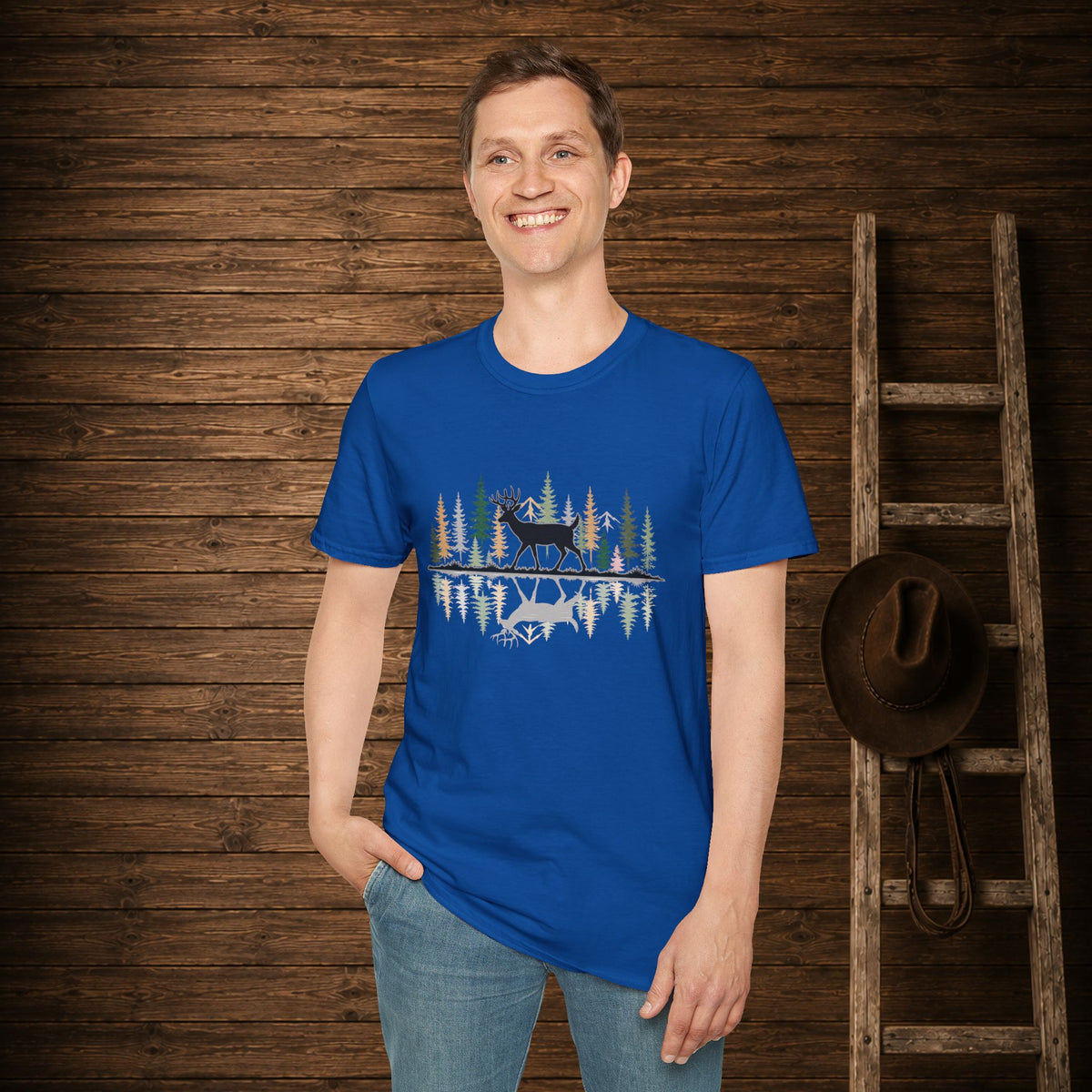 Morning Reflection Buck   Adult Size T-Shirt