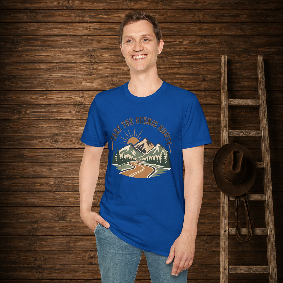 Take The Scenic Route  Adult Size T-Shirt