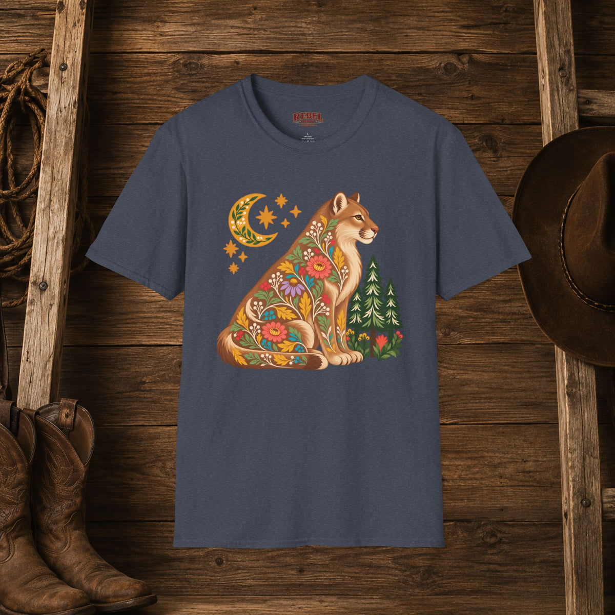 Fall Bloom Cougar   Adult Size T-Shirt