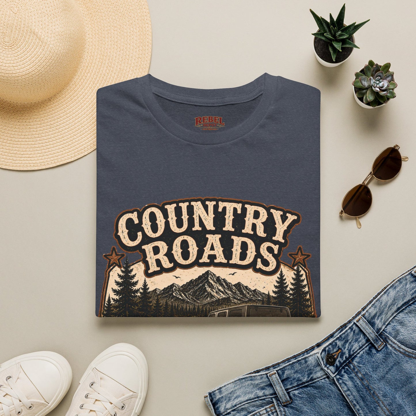 Country Roads Jeep  Adult Size T-Shirt