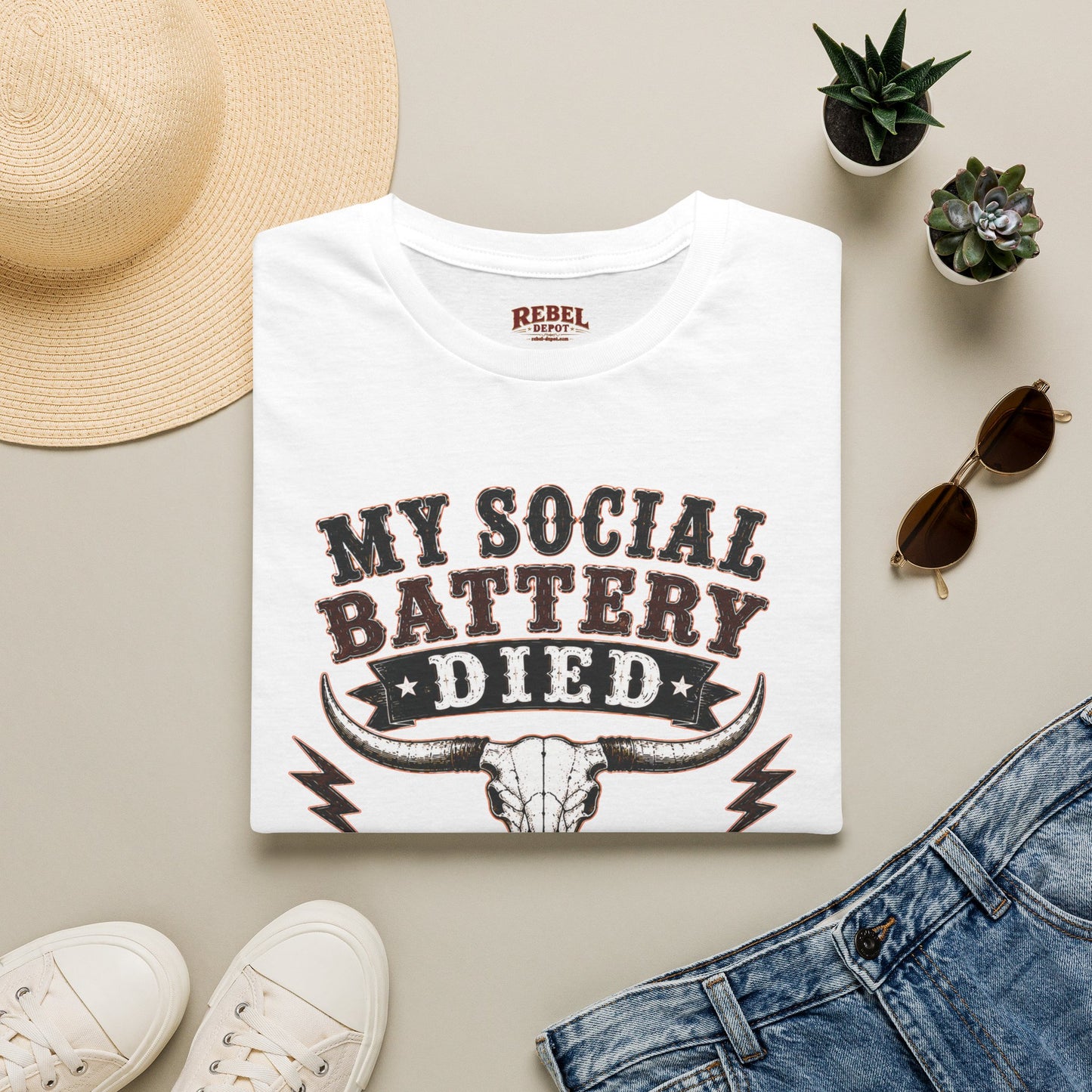 Social Battery Died  Adult Size T-Shirt