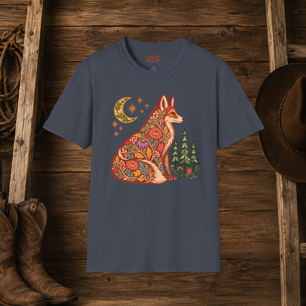 Fall Bloom Fox  Adult Size T-Shirt