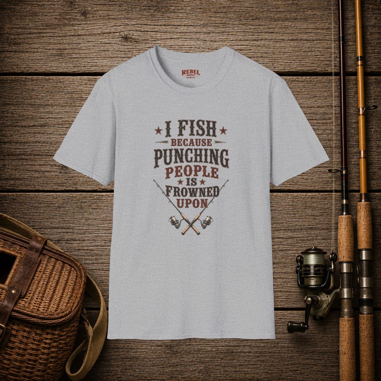 Fish Punching Frowned Upon  Adult Size T-Shirt