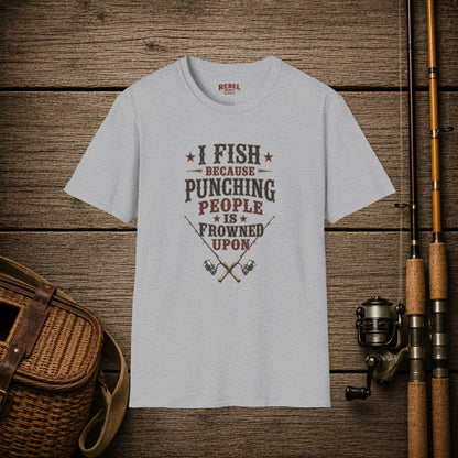 Fish Punching Frowned Upon  Adult Size T-Shirt