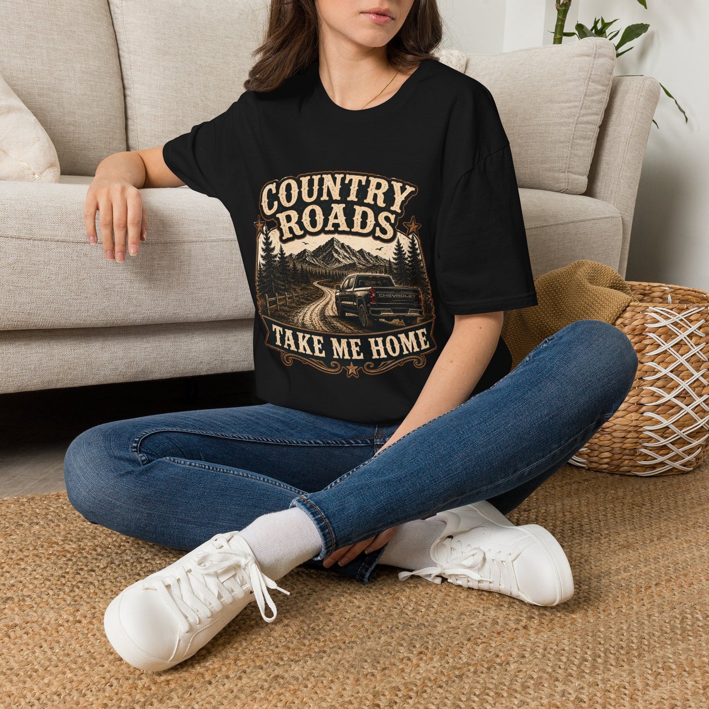 Country Roads Chevy   Adult Size T-Shirt