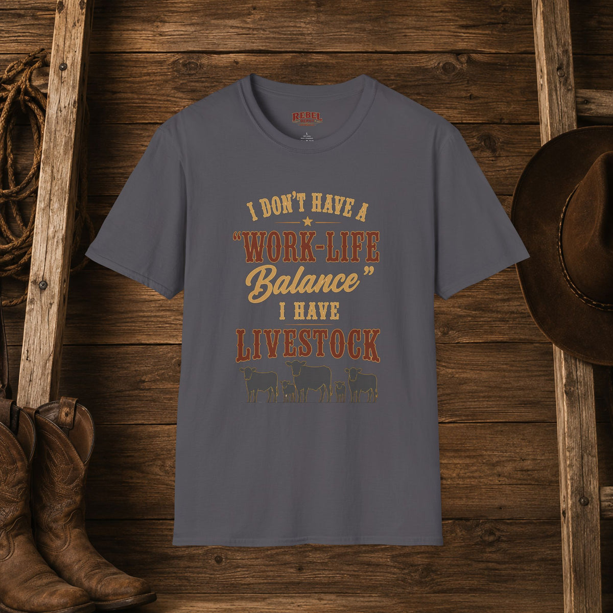 Livestock Work Life Balance   Adult Size T-Shirt