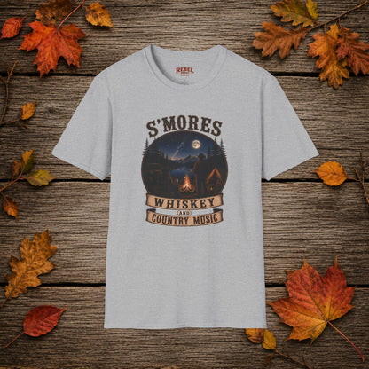 Smores Whiskey and Music   Adult Size T-Shirt