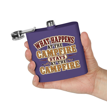 Happens At Campfire  Stainless Steel Flask, 6oz