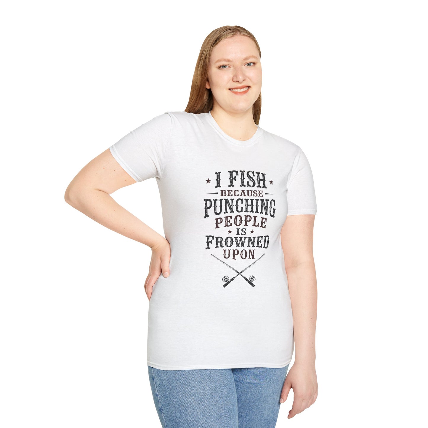 Fish Punching Frowned Upon  Adult Size T-Shirt