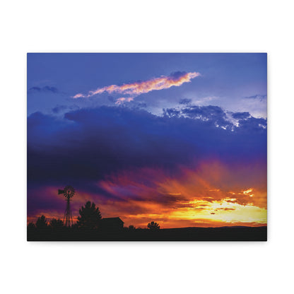 Windmill Sunset Matte Canvas Art