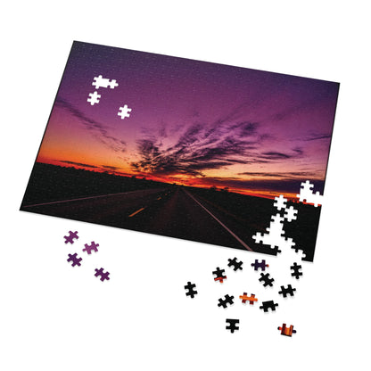 Backroad Sunset  Jigsaw Puzzle with Tin