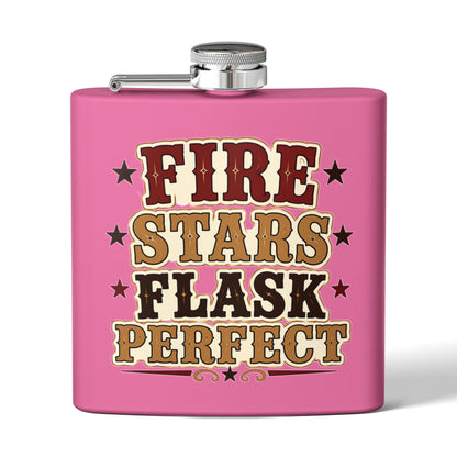 Fire Stars Flask   Stainless Steel Flask, 6oz