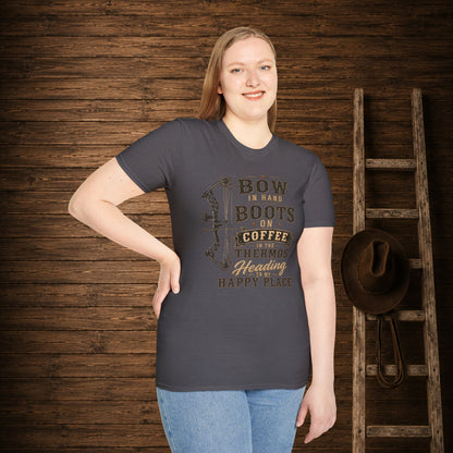 Bow Boots Coffee  Adult Size T-Shirt