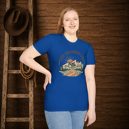 Take The Scenic Route  Adult Size T-Shirt
