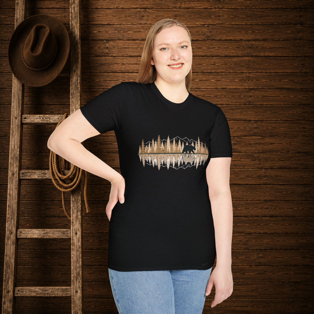 Bear Reflection   Adult Size T-Shirt